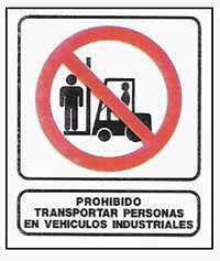 CARTELES SEALIZACION PROHIBIDO TRANSPORTAR PERSONAS EN VEHICULOS INDUSTRIALES