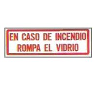 CARTELES TIPO CALCOMANIA EN CASO DE INCENDIO ROMPA EL VIDRIO