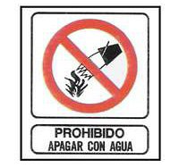 CARTELES SE�ALIZACION PROHIBIDO APAGAR CON AGUA