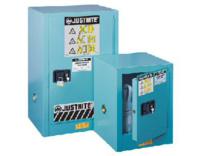 GABINETES IGNIFUGOS PARA CORROSIVOS JUSTRITE 8904222 SOBREMESADA - AZULES - 4 GALONES - PUERTA AUTOMATICA
