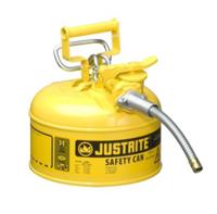 Bidones de chapa metalicos BIDONES PARA INFLAMABLES JUSTRITE 7210220 (Ex 10326/10368Y) METALICOS DE DOS BOCAS TIPO II Accuflow - 4 Lts - COLOR AMARILLO PARA GAS OIL