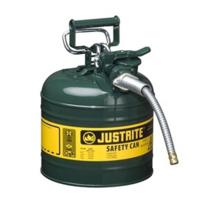 Bidones de chapa metalicos BIDONES PARA INFLAMABLES JUSTRITE 7225420 (Ex 10668E/10768E/10728E) DE 2 BOCAS Y MANGUERA TIPO II Accuflow - 9,5 Lts - COLOR VERDE PARA ACEITE