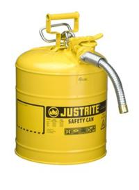 Bidones de chapa metalicos BIDONES PARA INFLAMABLES JUSTRITE 7250220 (Ex 10868Y/10829) DE 2 BOCAS Y MANGUERA TIPO II Accuflow - 19 Lts - COLOR AMARILLO PARA GAS OIL