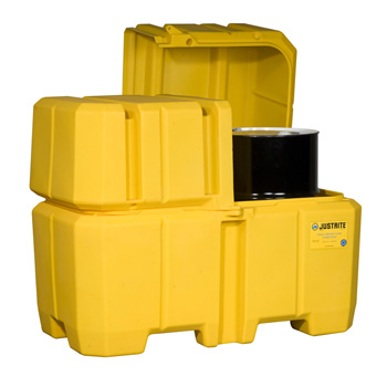 Justrite Argentina CENTROS COLECTORES JUSTRITE 28684 (Ex 28250) EcoPolyBlend CON TAPA - PARA 2 TAMBORES - COLOR AMARILLO